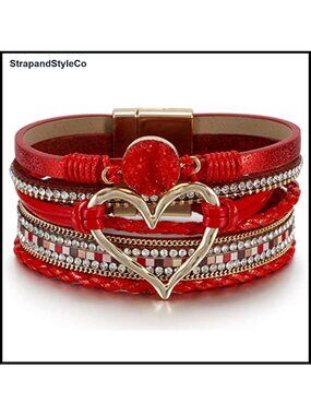 Leather Wrap Bracelet Braided Stacked Cuff Boho Western Jewelry